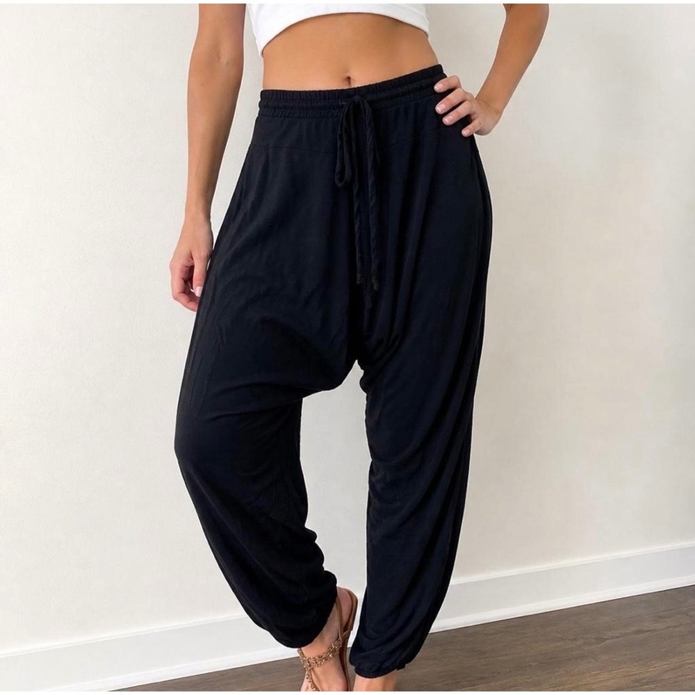 Buddha Pants Savannah Harem XXS Black Cotton Drop Crotch Yoga Boho Loungewear